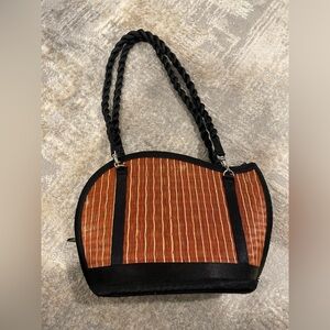 Baskets of Cambodia Saraye Woven Orange Handbag Zippered Purse